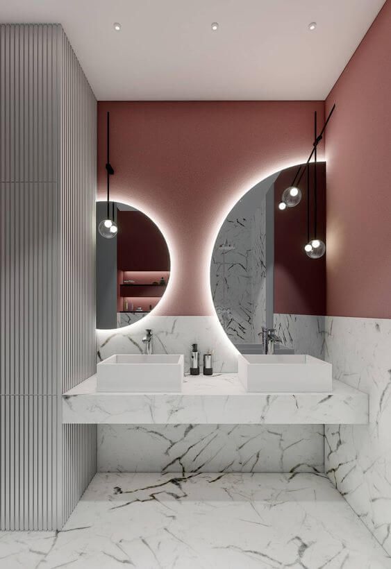 طرح های زیبای آیینه و کنسول در حمام
